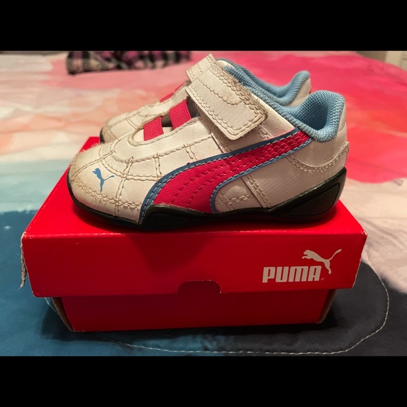 Puma - Kids Tune Cat shoes in white/rose/blue - Size 5C (12-18 mo) - Picture 2 of 6